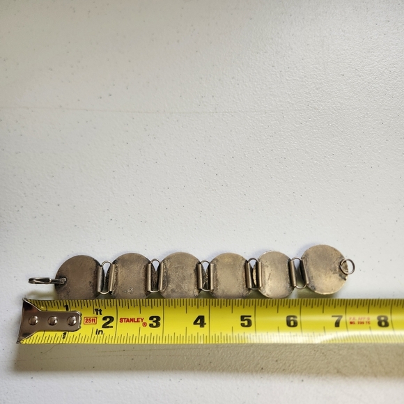 Vintage Artisan Silver Tone Faux Garnet Bracelet Boho Bohemian Jewelry 1990s - Picture 4 of 5